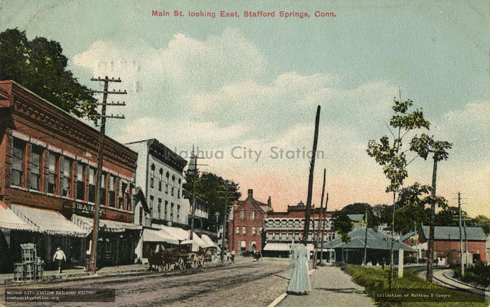 Postcard: Main Street looking East, Stafford Springs, Connecticut
